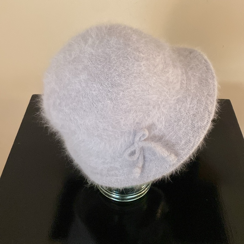 Angora Rabbit Hair Blend Bucket Hat in Soft Silver - Picture 10 of 15